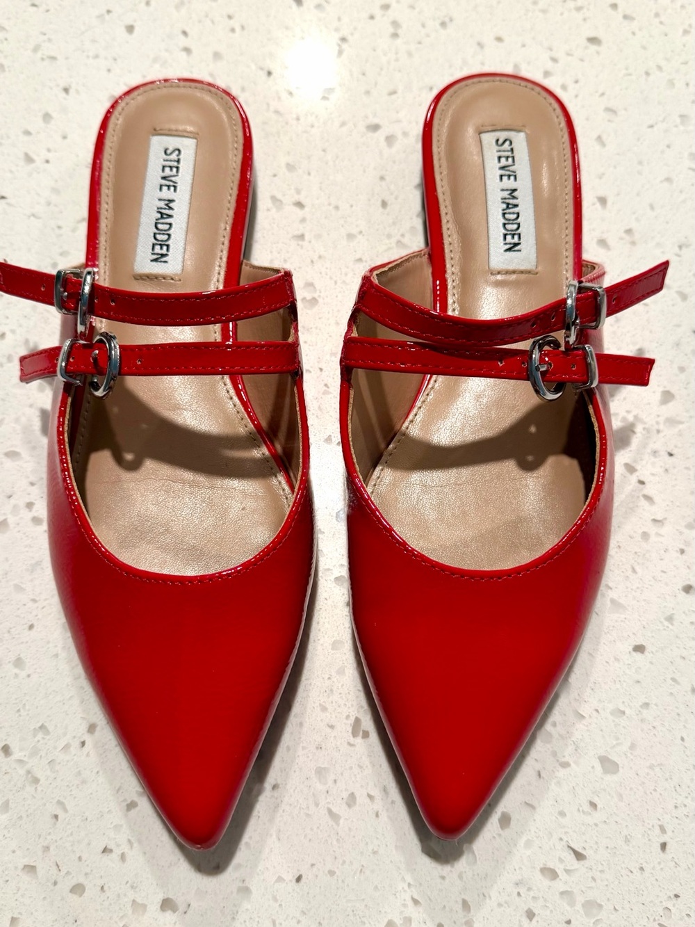 Steve Madden Elizaa Red Pointed Double-Strap Mules 6.5 NEW WO Tags